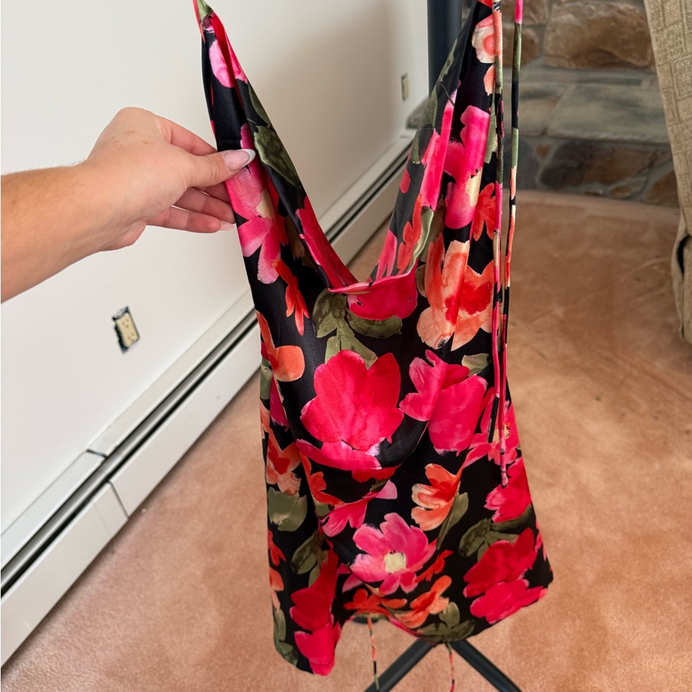 Beginning Boutique Pink and Green Floral Shoulder Bag